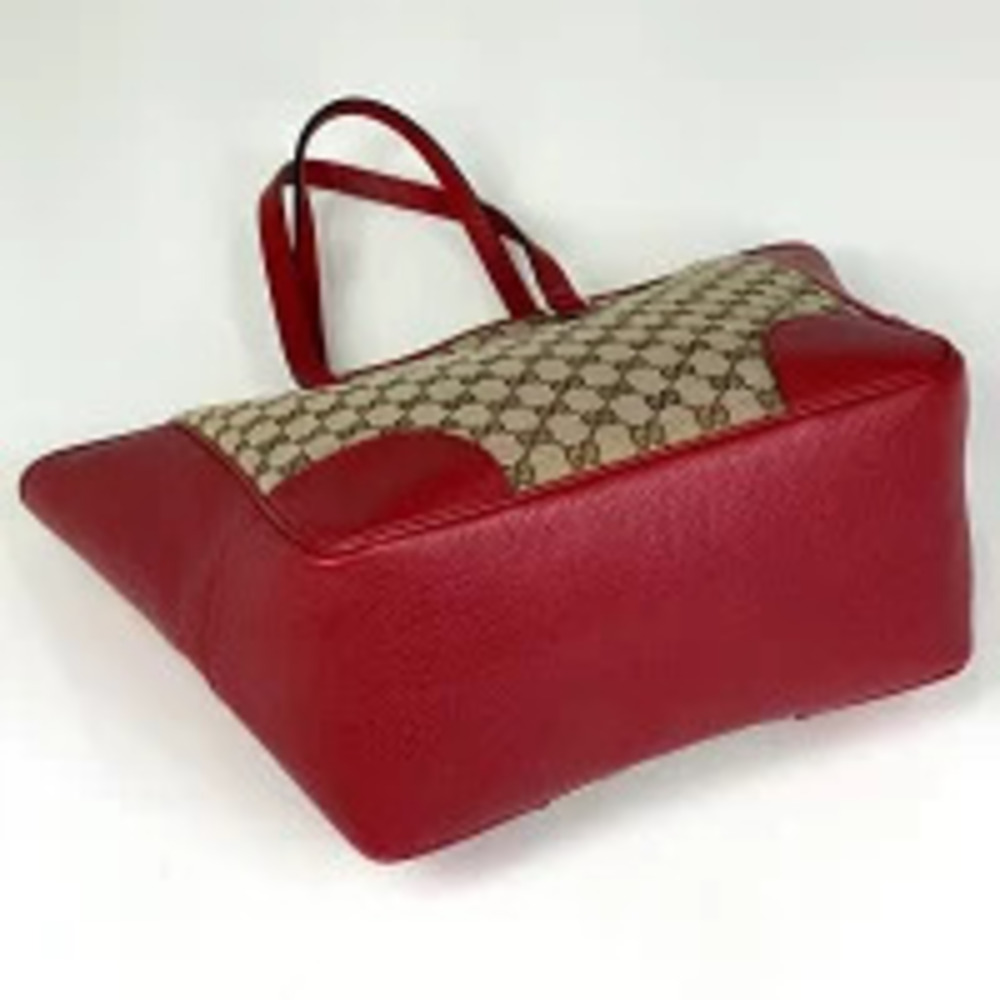 Gucci canvas shoulder red GG bag tote brown Red Brown